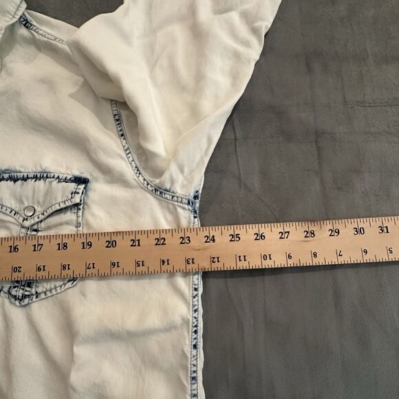 Ryan Michael Shirt Mens Large Western Pearl Snap Long Sleeve Cowboy Light Blue - Picture 2 of 7